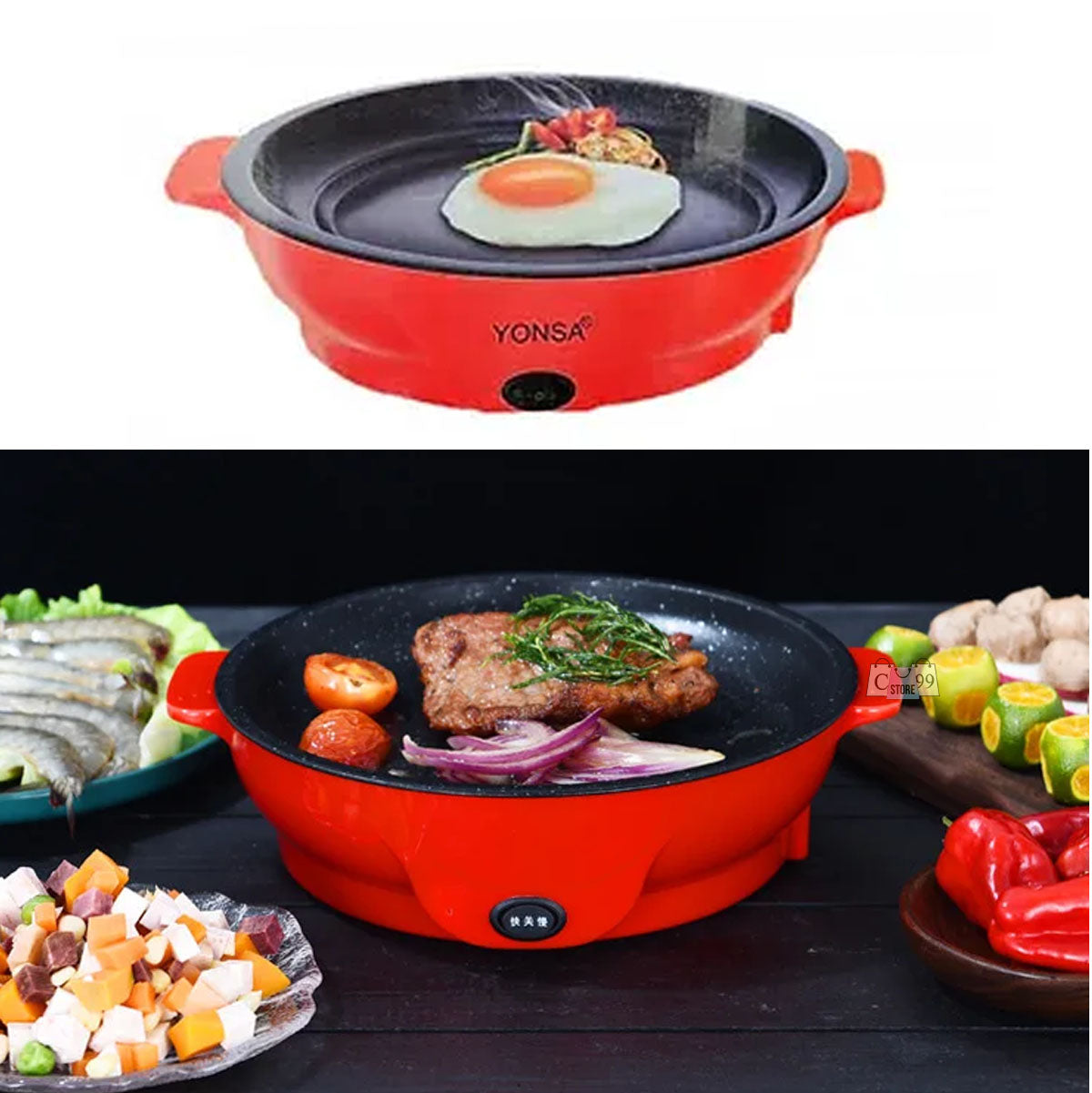 Sartén eléctrica multifuncional Parrilla